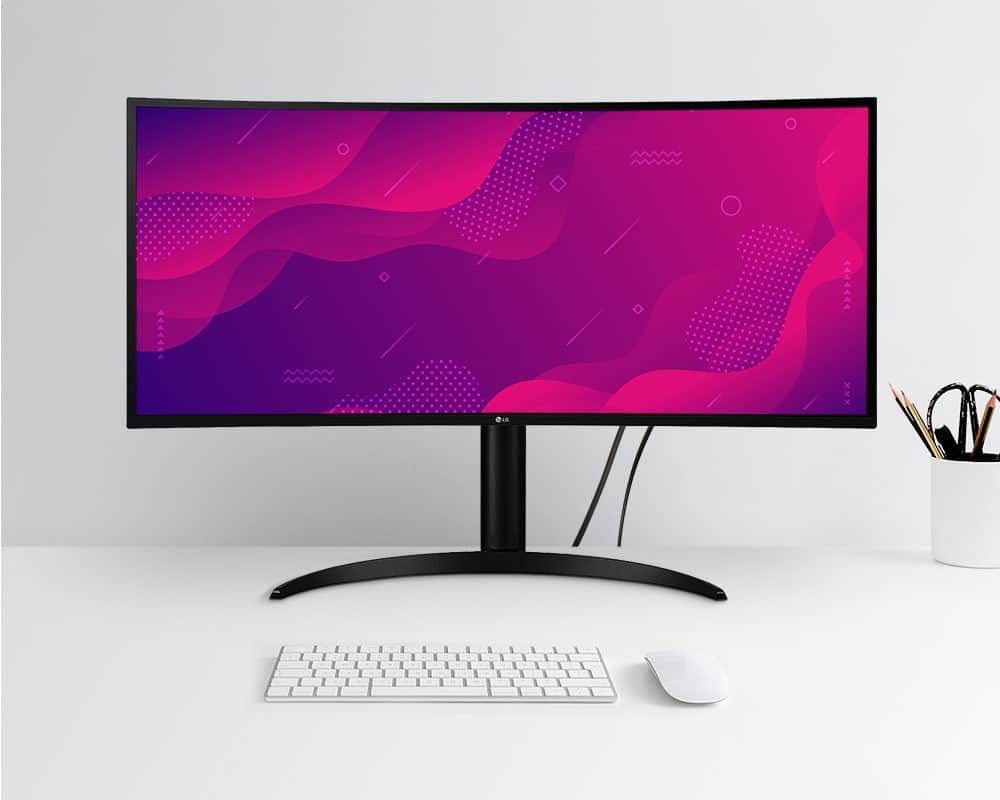 LG UltraWide 34WP85C monitor on a desk
