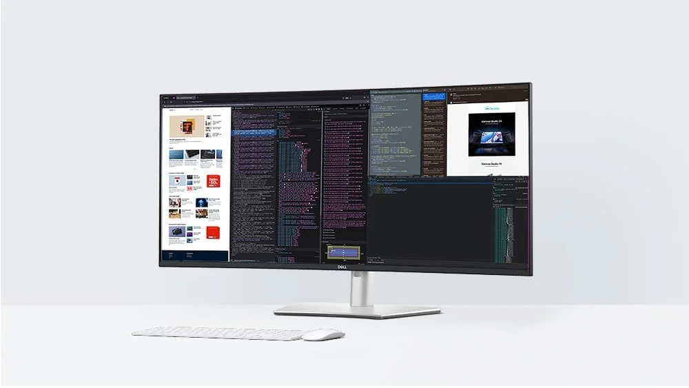 Near front view of the Dell UltraSharp 40" WUHD Curved Monitor