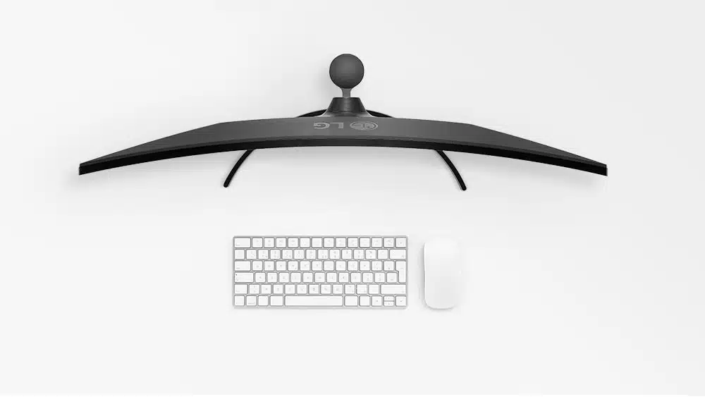 Top view of LG 34WN80C-B monitor on a desk table