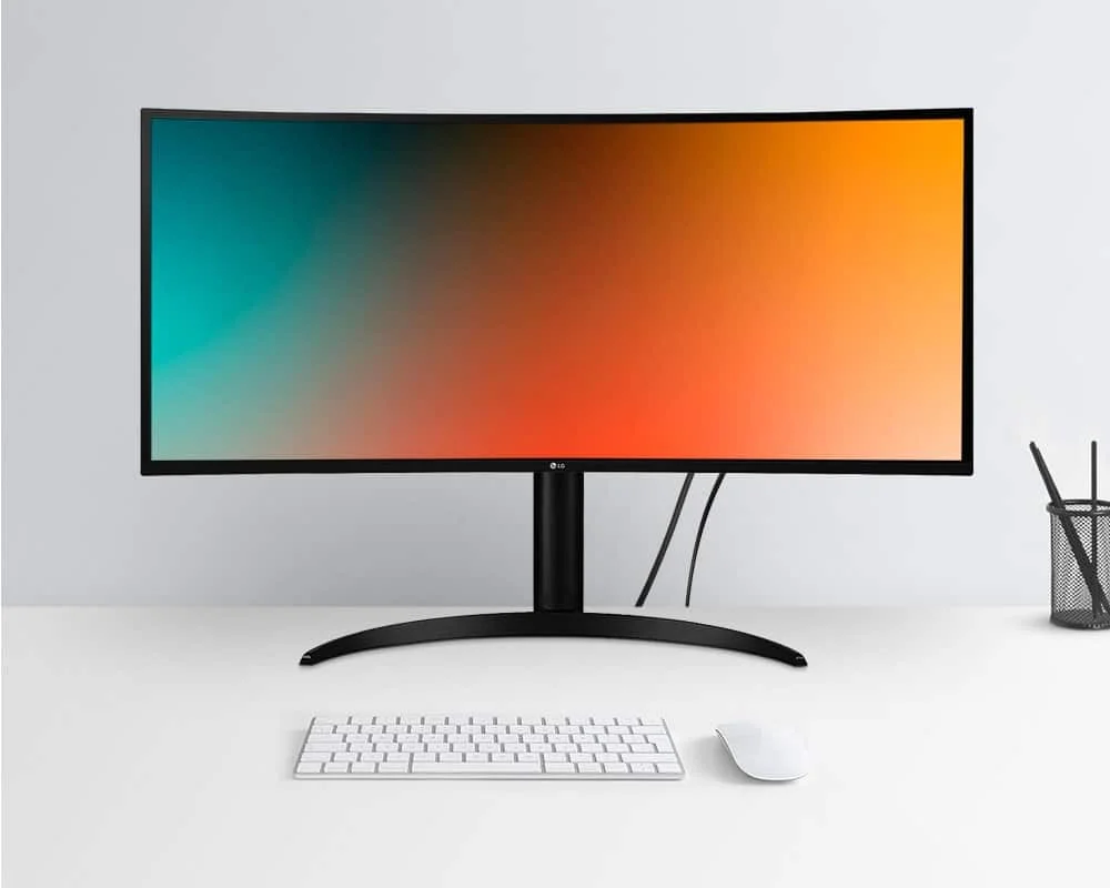 Front view of the 34" LG UltraWide 34WP85C monitor