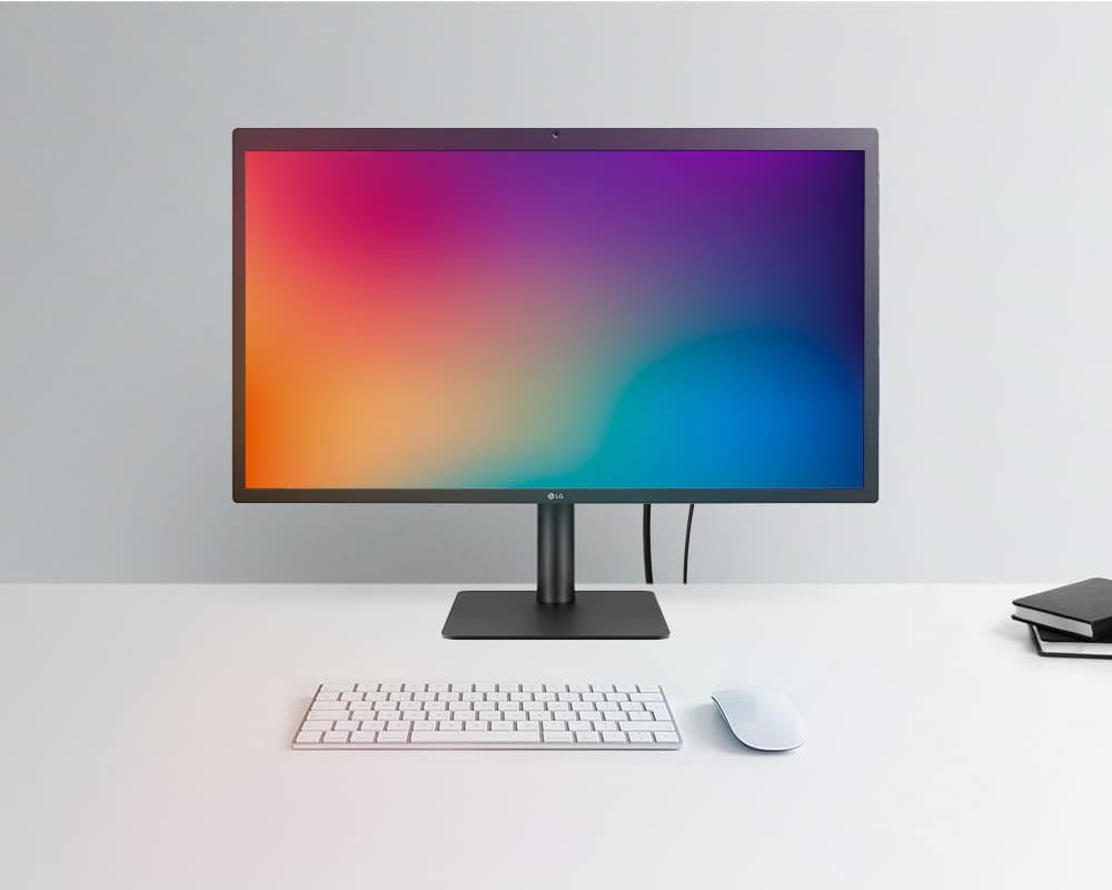 Front view of a 27" LG UltraFine 5K monitor on a desk