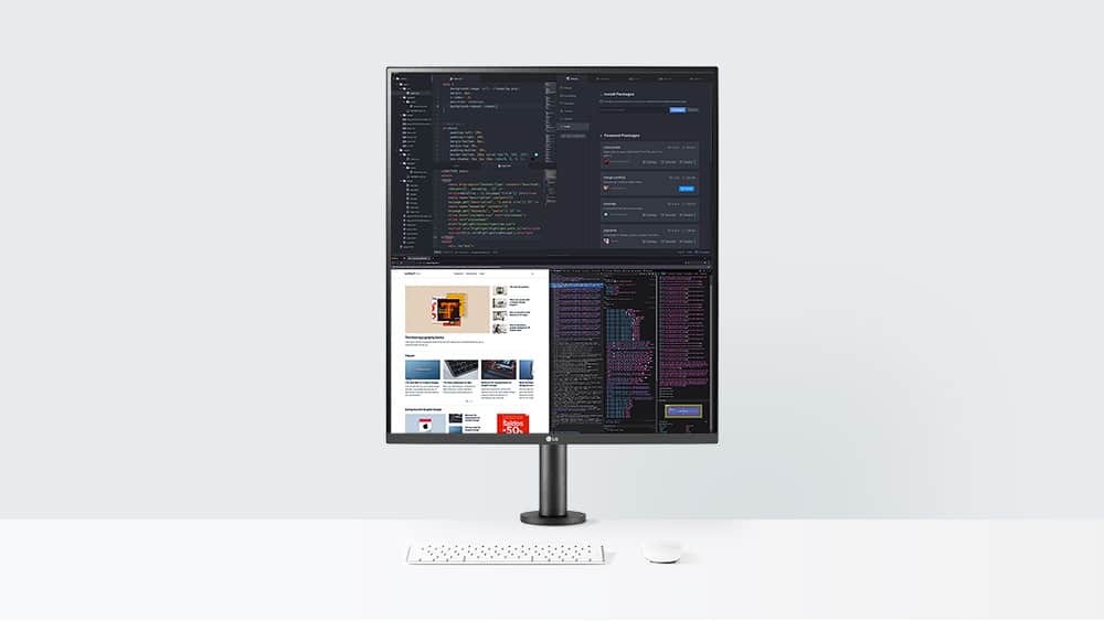 Front view of LG 28MQ780-B monitor on a desktop