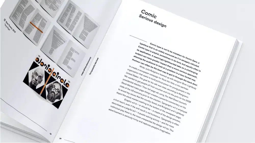 Inside pages of the book "The Typography Idea Book"