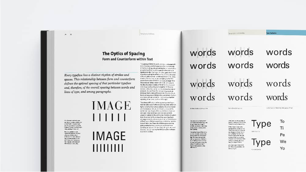 Interior pages of the book "Typography Workbook"