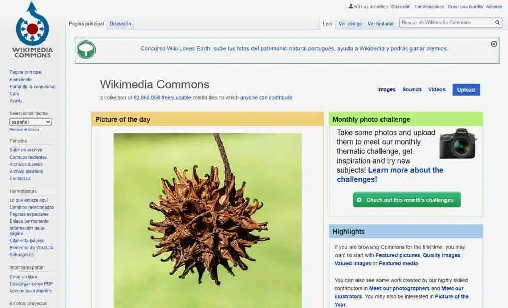 Banco de im&aacute;genes gratis Wikimedia Commons