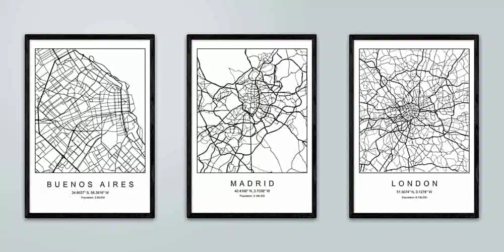 laminas de mapas de ciudades y capitales del mundo