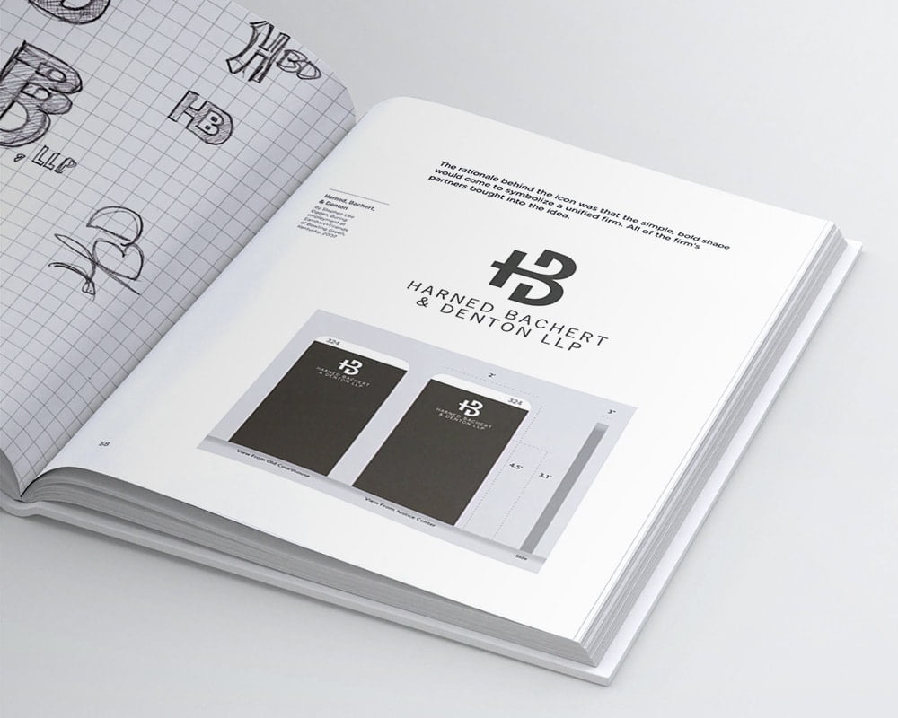 Detalle de las páginas interiores del libro “Diseño de logos” de David Airey